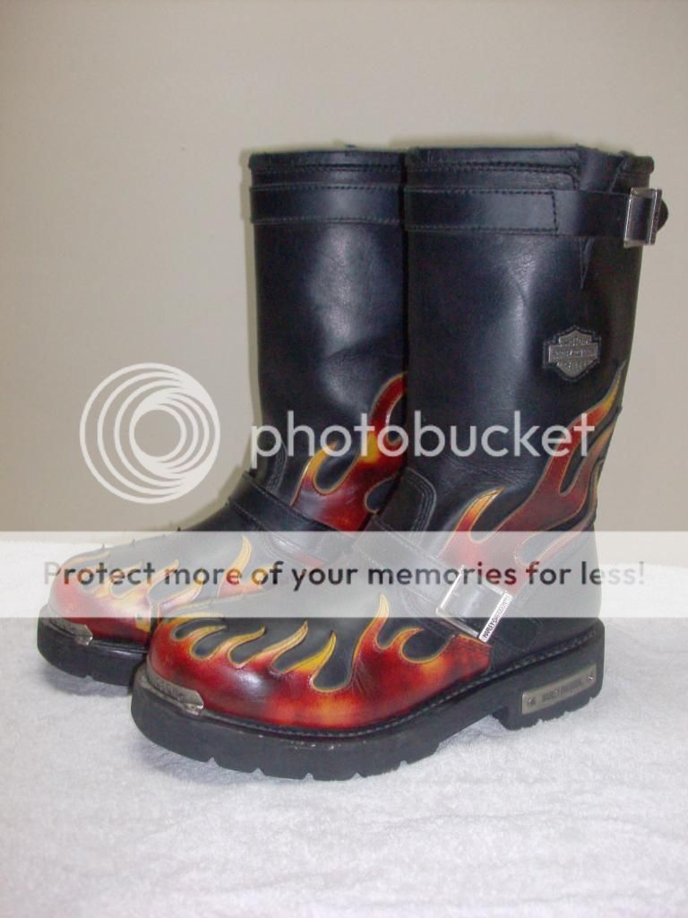 biker boots with flames